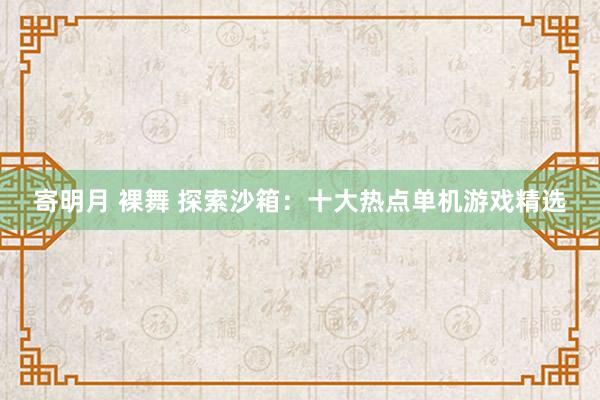 寄明月 裸舞 探索沙箱：十大热点单机游戏精选