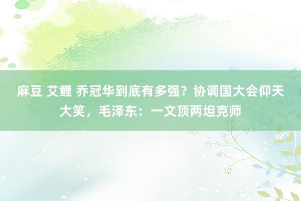 麻豆 艾鲤 乔冠华到底有多强？协调国大会仰天大笑，毛泽东：一文顶两坦克师