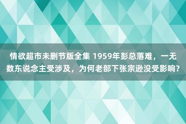 情欲超市未删节版全集 1959年彭总落难，一无数东说念主受涉及，为何老部下张宗逊没受影响？